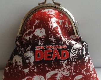 The Walking Dead coin purse, zombies, walkers, birthday gift, Black, Goth, metal frame bag, UK