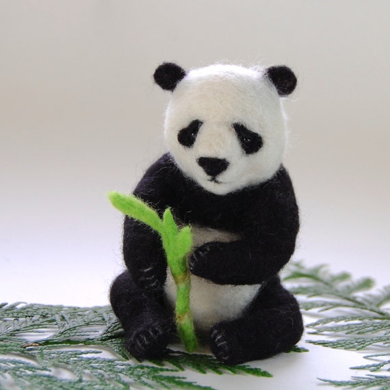 Needle Felted Panda Bear. Felted Pandas. Needle Felt Panda