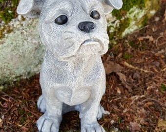 staffy stone garden ornament