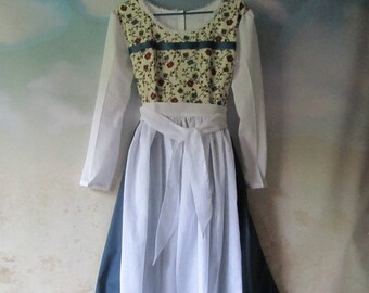 Woman's Belle Dress/Dirndl & Apron: Beauty And The Beast, Hobbit, Peasant - All Cotton, Sizes 12 And 14 - Ready To Ship
