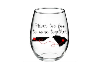 Best Friend Wine Glass - Long Distance Friendship Gift - Friendship Long Distance - Friendship Distance - 21 oz Stemless Wine Glass
