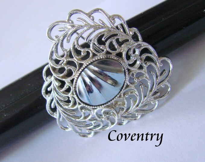 1960s Sarah Coventry Royal Plumage Filigree Silver Plate Brooch Vintage Jewelry Jewellery