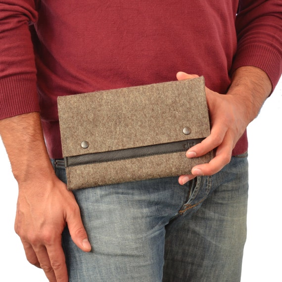 30% OFF Felt Ipad mini SLEEVE with leather band, wool felt, handmade, made in Italy