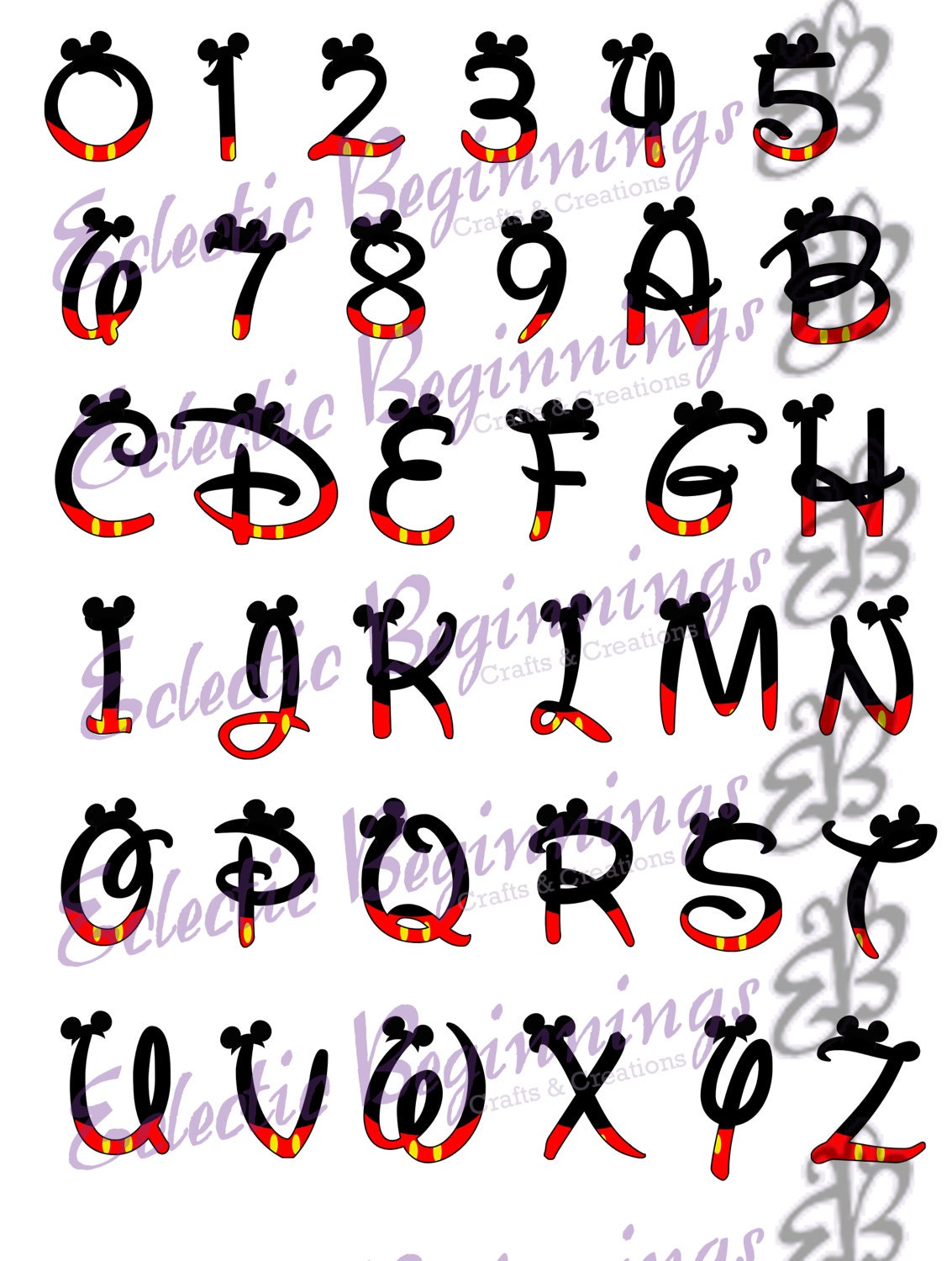 alphabet png digital file diy print clip art mickey mouse