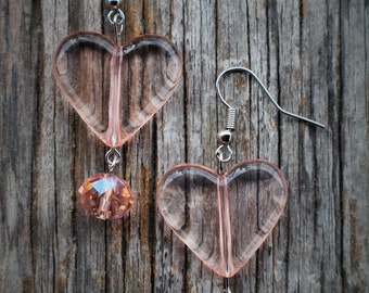 Pink Acrylic Heart Earring