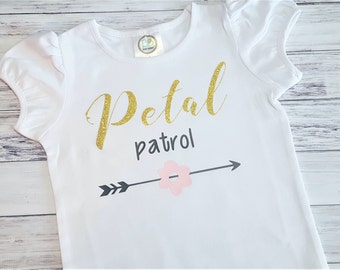 Flower Girl Shirt - Gold Glitter - Petal Patrol Top - Wedding Tee - Wedding Arrows - Flower Girl Gift - bridal party gifts rehearsal dinner