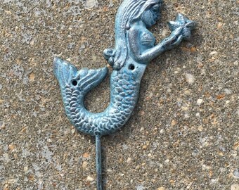 Metallic Mermaid Cast Iron Wall Hook