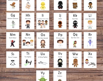 Star Wars ABC Printable Flash Cards - Digital Alphabet - Printable Star Wars Cards - Preschool/Kindergarten Learning - Star Wars Flash Cards