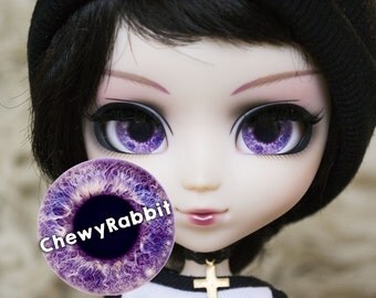12, 13 & 14mm Glass Realistic Purple Blue Eyechips for Pullip Blythe Taeyang Dal Isul - handmade Eye Chips