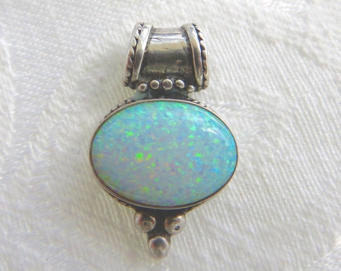 Mexican Fire Opal Pendant, Vintage Sterling Opal Pendant, Opal Jewelry