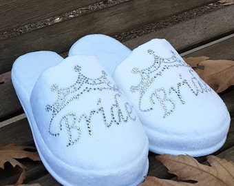 Ciabatte Da Sposa Aperte - Pantofole Donna Con Scritta Bride Per Addio Al Nubilato