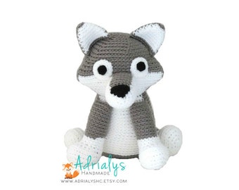 Crochet Wolf- Stuffed Wolf- Wolf Plush- Woodland Animals-Forest Animals-Amigurumi Wolf- Handmade Wolf- Crochet Toy- Made to Order