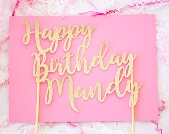 Birthday Cake Topper, Custom Cake Topper, Glitter Cake Topper, Name Cake Topper, Gold Cake Topper, Personalized Topper, Birthday Topper