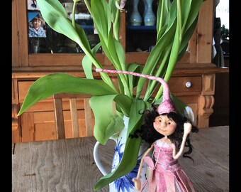 quirky little felt fairy,felted wool fairy,sitting fairy or standing fairy