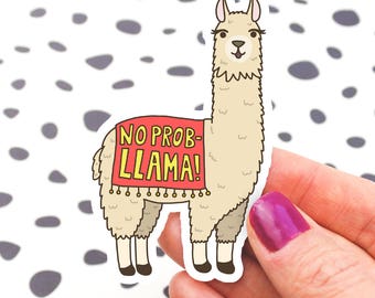 No Problem Llama Vinyl Sticker, No Prob-Llama, Alpaca, Cute Phone Sticker, Gift for Friend, Llama Decal, Tan, Planner Stickers, Llama Art