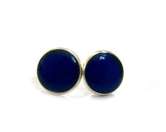 DARK BLUE Stud Earrings - blue earrings - blue studs - Night Sky Earstud - Navy Jewelry - gift for woman - bridesmaid gift - block color