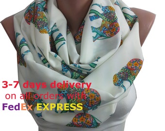 Elephant Scarf Infinity Scarf Animal Scarf Boho Circle Scarf Spring Fall Winter Scarf Fashion Accessories Christmas Gift For Her For Women