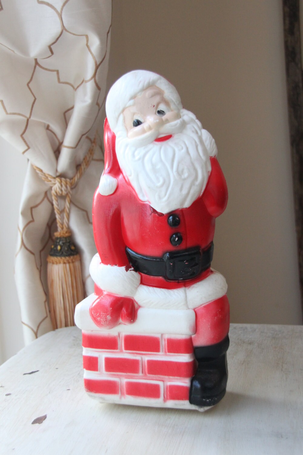 Blow Mold Tabletop Santa Christmas Decoration Front Porch
