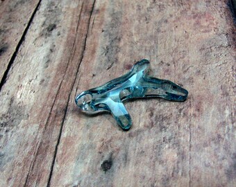 Aquamarine Coral Pendant, Swarovski Pendant, Coral Pendant, Swarovski #6790, 3 Sprig Coral Pendant, Swarovski Elements, Blue Crystal, 30mm