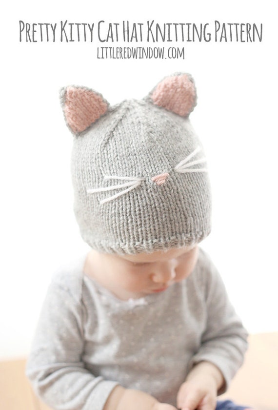 Kitty Cat Baby Hat KNITTING PATTERN knit cat hat pattern for