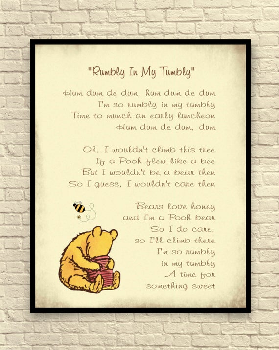 Classic Winnie The Pooh Pooh Song Lyrics Pooh Wall Art   Il 570xN.1213957321 Isi3 