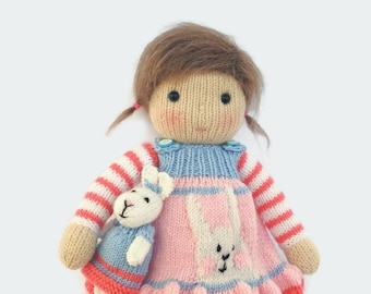 Waldorf inspired doll, girl gift, hand knit doll, plush doll toy, handmade doll, stuffed doll, kids toy doll ready