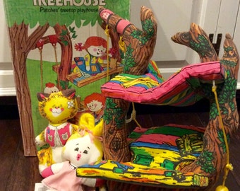 1974 Patches McGee Shadypatch Treehouse Play Set & Dolls IOB by Gabriel Industries, Vintage Shadypatch Dolls, Plush Treehouse, Shady Patch
