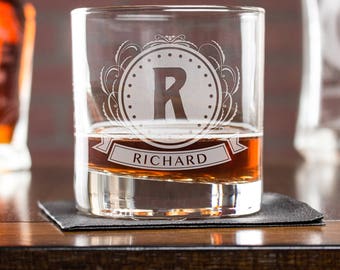 etched whiskey glasses, rocks glass, gift for dad, personalized glass, engraved gifts, gift for husband, gift for boss