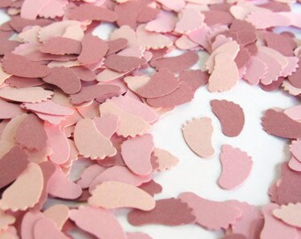 1000 Mauve and Pink Baby Feet Confetti - Mauve Baby Shower Decorations - Girl Sprinkle Decorations