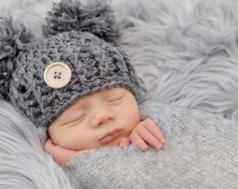 Pompon hat, pom pom hat,baby boy hat,baby girl hat,crochet hat,boy photo prop,girl photo prop,pompon bonnet,boy bonnet,girl bonnet,photo