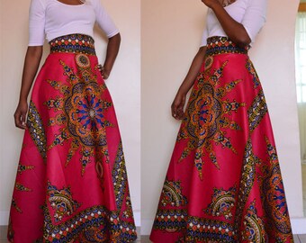 African print skirt Riziki maxi skirt in royal blue with bow