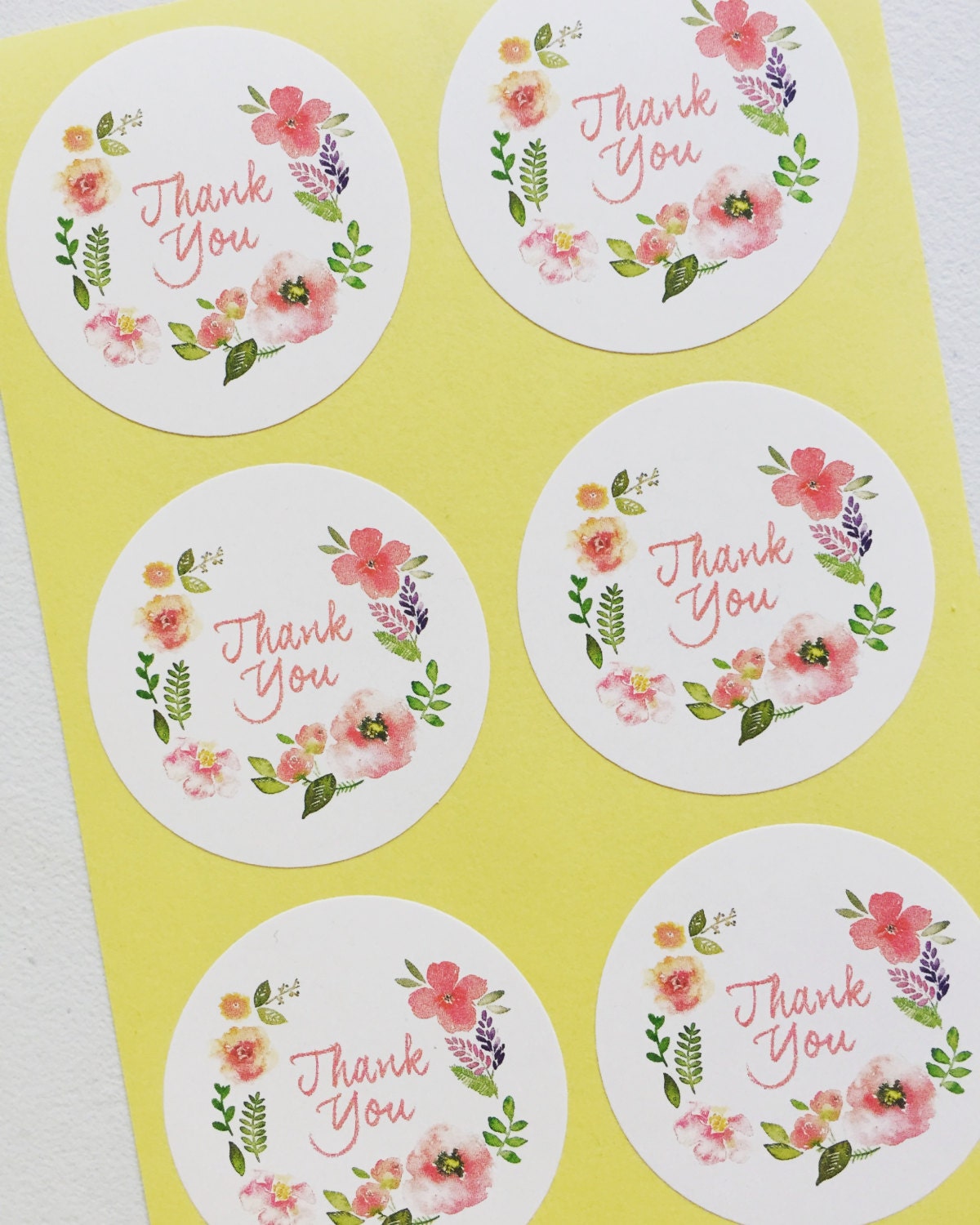 thank you floral stickers