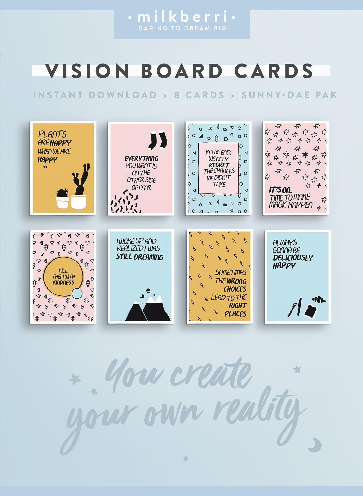 vision board quote cards 7 quote print vision board kit