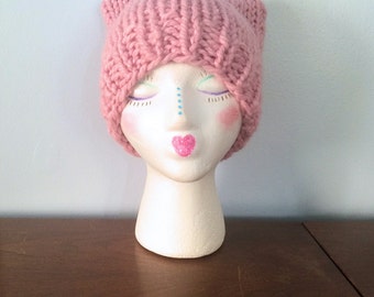 Chunky Cat Beanie "Poppy" - Pussy Hat - Cat Ear Hat - Chunky Knit Hat - Pink Cat Hat - Warm Winter Hat - Pussyhat - Adult Animal Hat