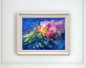 Abstract Flowers Painting Canvas Art Original Painting Oil Painting Abstract Painting Abstract Art Flowers Gift for Mom, Wife Gifts For Her