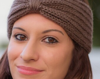Knitted Ear Warmer - Knit Headband - Turban Headband Ear Warmer - Brown - Gray - Black Knit Headband for Women - Gift for Her