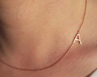 İnitial Necklace-Sideways Necklace-İnitial Sideways Necklace-Letter Necklace-Bridesmaid Gift-925K Silver Handmade Sideways Initial Necklace