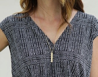 Vertical Bar Necklace /Name Bar Necklace/Long Gold Necklace/ Nameplate necklace/ Everyday / Gift for Her/Gift for Wife/ New Mom Gift/N227