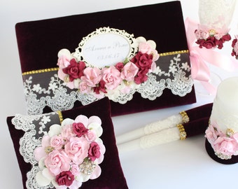 Velvet Ring Pillow Handmade Wedding Vintage Engagement Gift Bride Mauve Pink Sugar Milky Plum Antigue Gold Black Deep Emerald Cranberry Blue