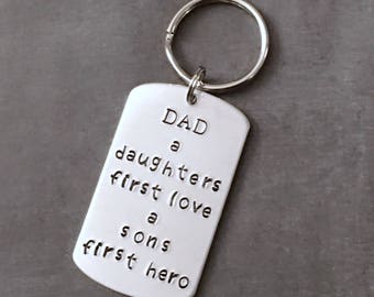 Dad Keychain - Fathers Day Gifts - Fathers Day - Keychains for Dad - First Hero - First Love - Fathers Day from Kids - Gifts from children