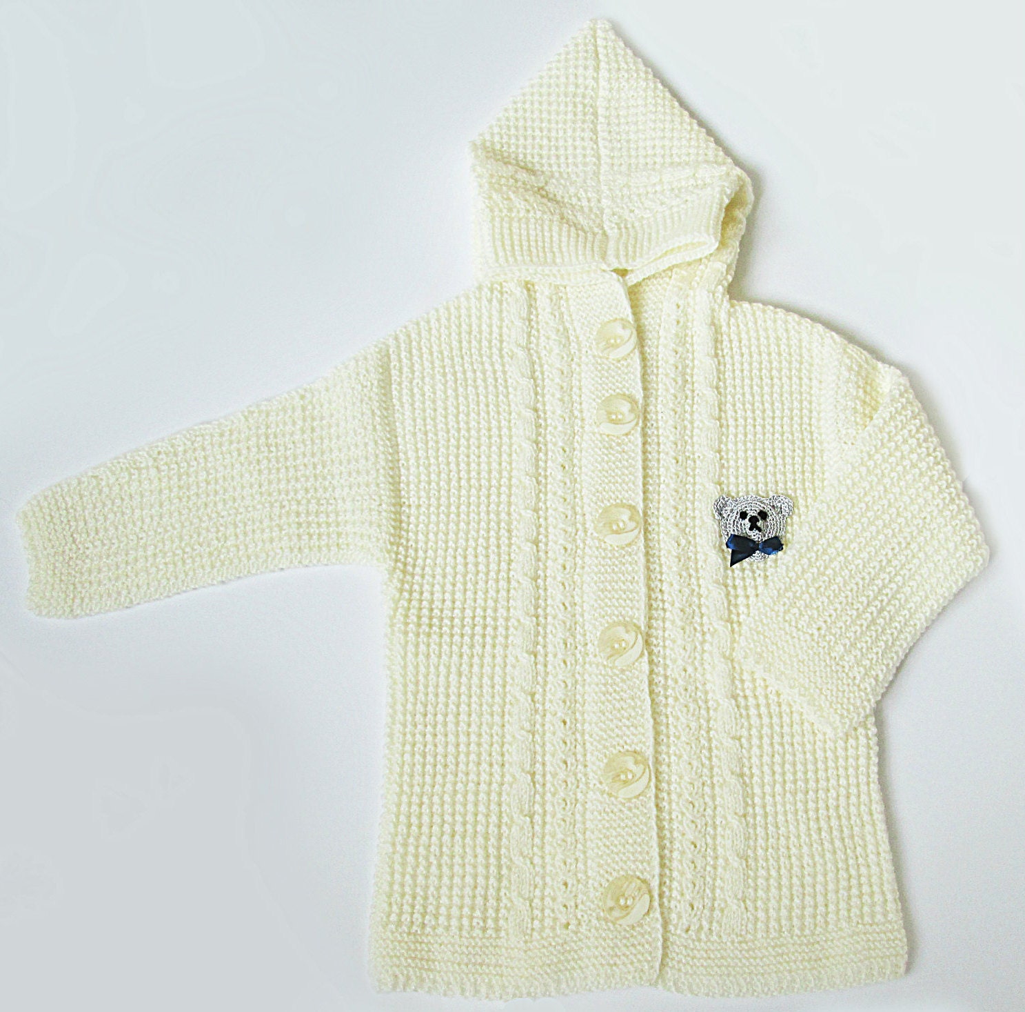 WHITE CARDIGAN SWEATER Girl Cardigan Hand Knit Sweater