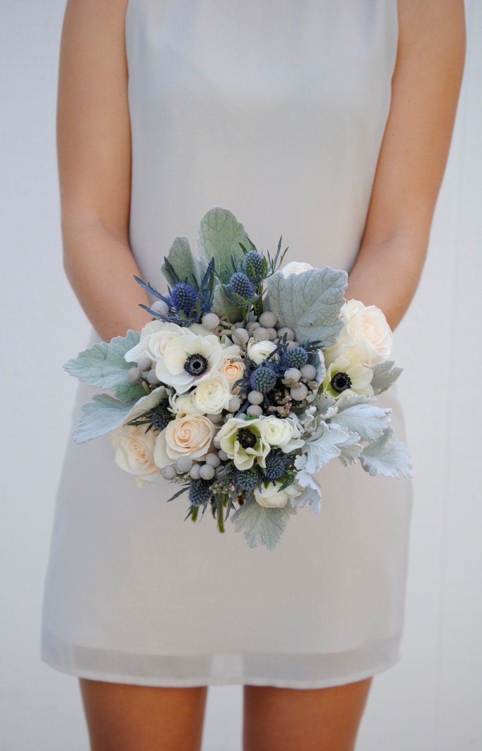 Navy Blue Wedding Flower Package Dusty Blue Wedding Anemone