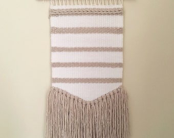 White & Tan Woven Wall Hanging