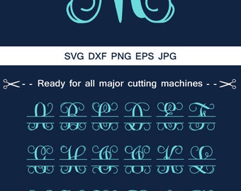 Split Vine monogram SVG Font, Monogram Font, Split Alphabet , Monogram Alphabet, Silhouette Cut Files, Cut Files, Interlocking Monogram.