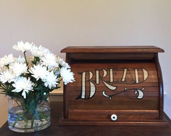 Vintage Wood Roll-top Breadbox