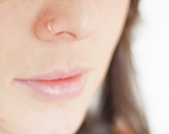 Rose Gold Fill Nose Hoop - Rose Gold Nose Ring Hoop - Nose Jewelry Rings - Nose Piercing Rings Hoops - 20 22 18 Gauge Nose Piercing Ring