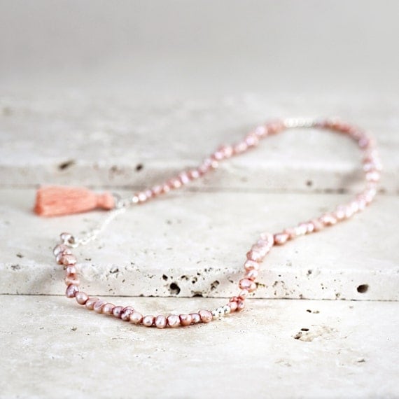 Pink Pearl Necklace or Bracelet - Wrap Bracelet / Wrap Necklace