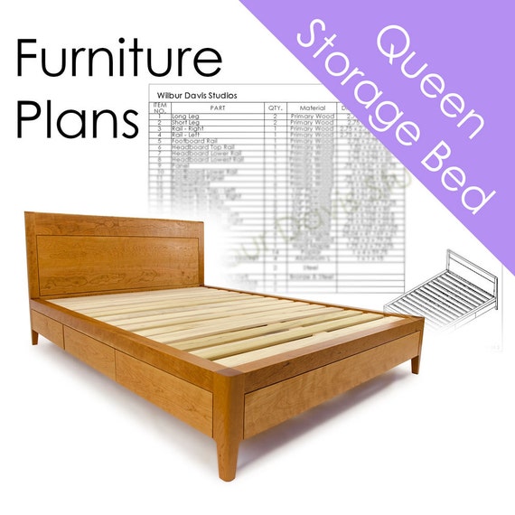 Plans for Queen Size Storage Bed Platform Bed No. 2 Measured