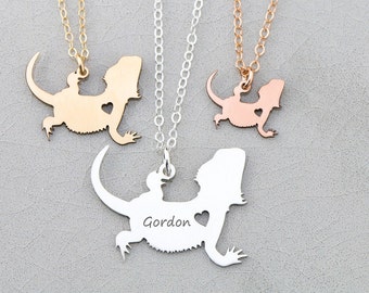 SALE • Bearded Dragon Charm Beardie Necklace • Lizard Pet Reptile Gift • Personalized Sterling Silver Dragon Gift • Unique Pet Gift Funny