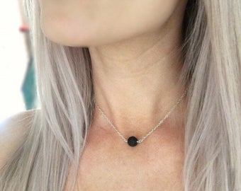 Beaded Lava Necklace, Homeopathic Pendant, Lava Rock Necklace, Anxiety Relief, Necklace Diffuser, Lava Stone Necklace, Anti Anxiety Necklace